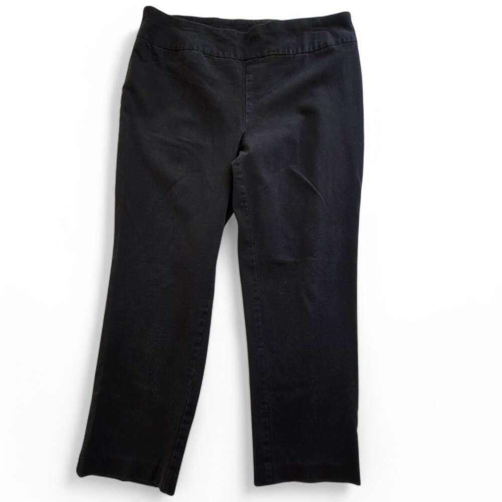 Chicos Fabulously Slimming Black Ankle Pants Stretch Pull On Cotton Blend Size 1